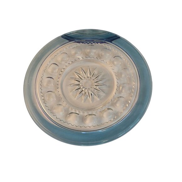 Kings Crown Blue Flashed Thumbprint 7.5" Salad Plates By Tiffin-Franciscan  Set - Picture 3 of 8